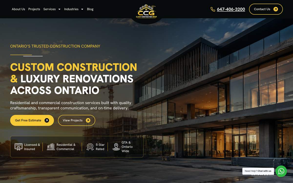 Classy Construction Group — Contractor Website, Brampton - Technical Architecture Visual 1 Classy Construction Group — Contractor Website, Brampton - Technical Architecture Visual 1