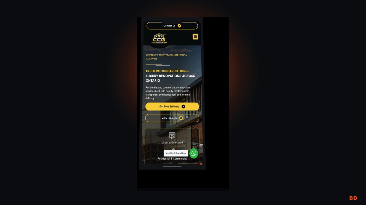 Classy Construction Group — Contractor Website, Brampton - Strategic Objective Visual Classy Construction Group — Contractor Website, Brampton - Strategic Objective Visual