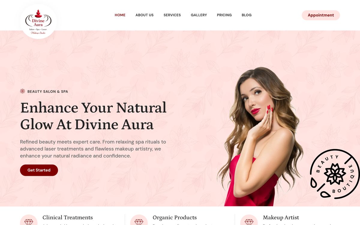 Divine Aura Salon & Spa — Salon Website, Brampton - Technical Architecture Visual 1