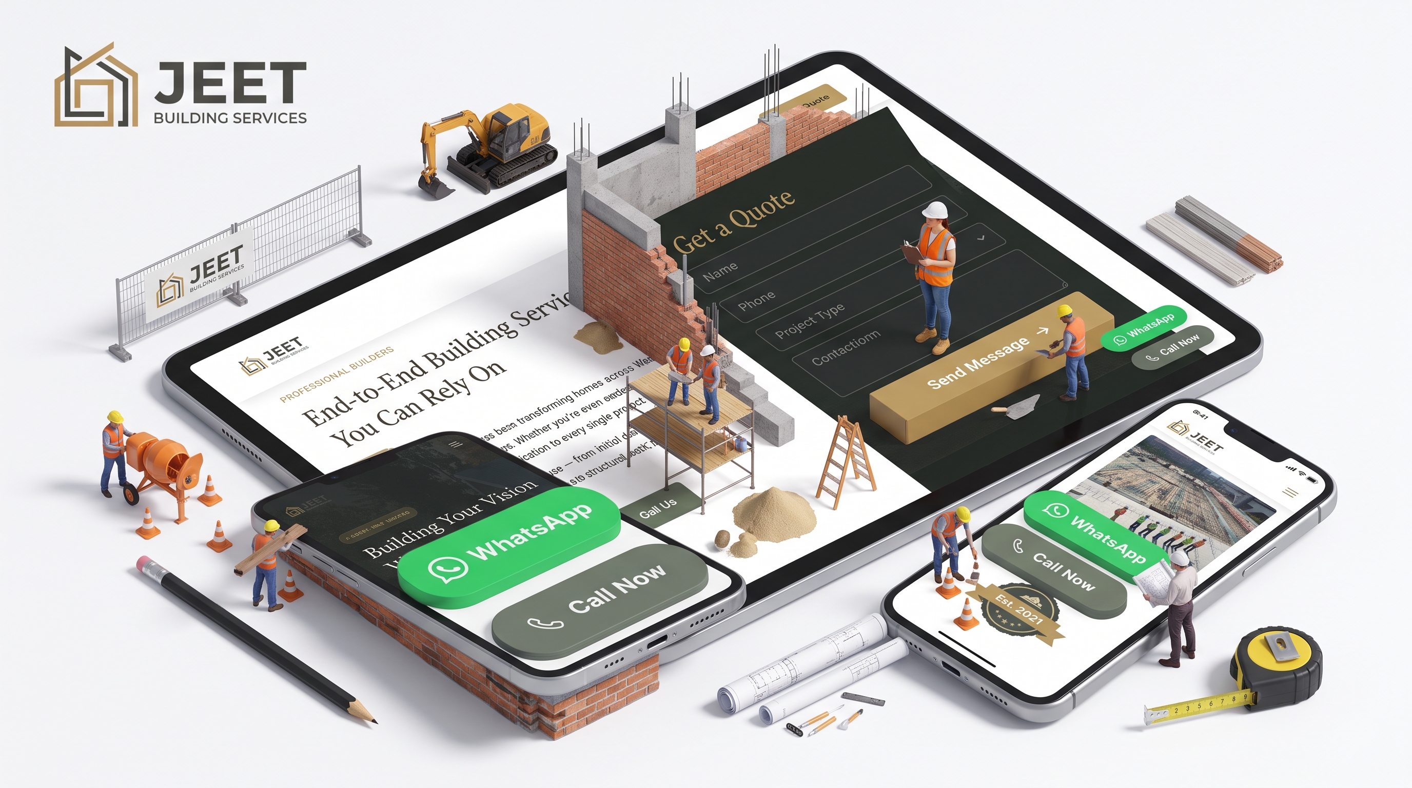 Jeet Building Services — Builder Website, West London - Technical Architecture Visual 1