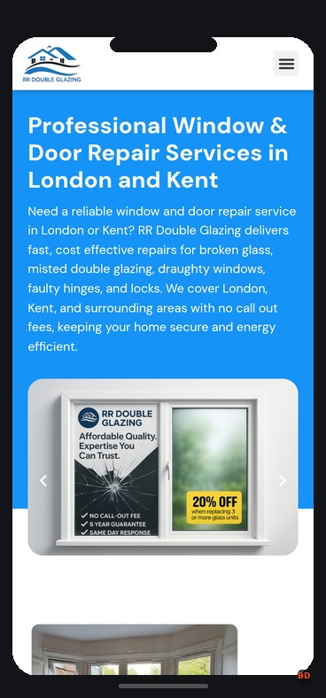RR Double Glazing Ltd — Window Repair Website, Romford - Technical Architecture Visual 1