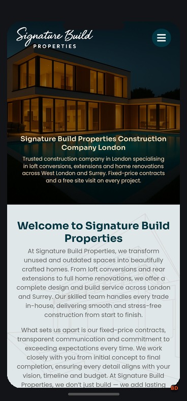 Signature Build Properties — Builder Website, Hayes London - Technical Architecture Visual 1