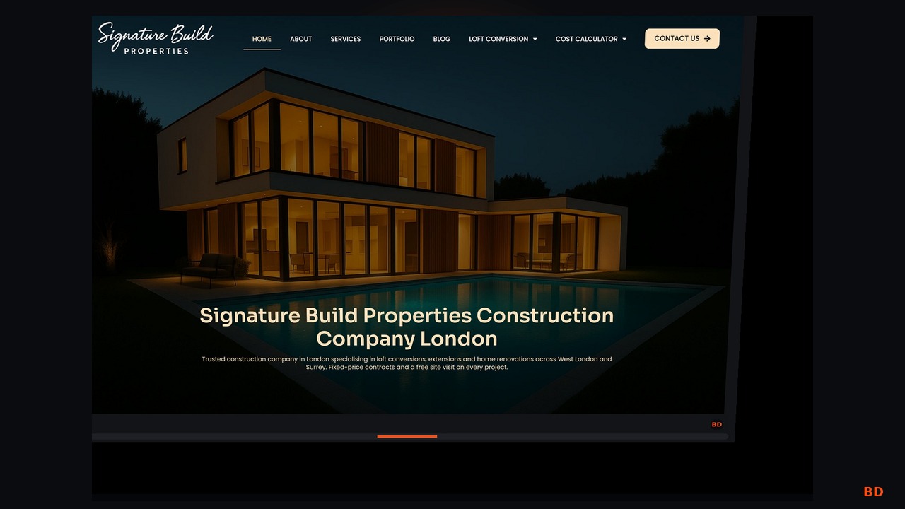 Signature Build Properties — Builder Website, Hayes London - Live Architecture Overview