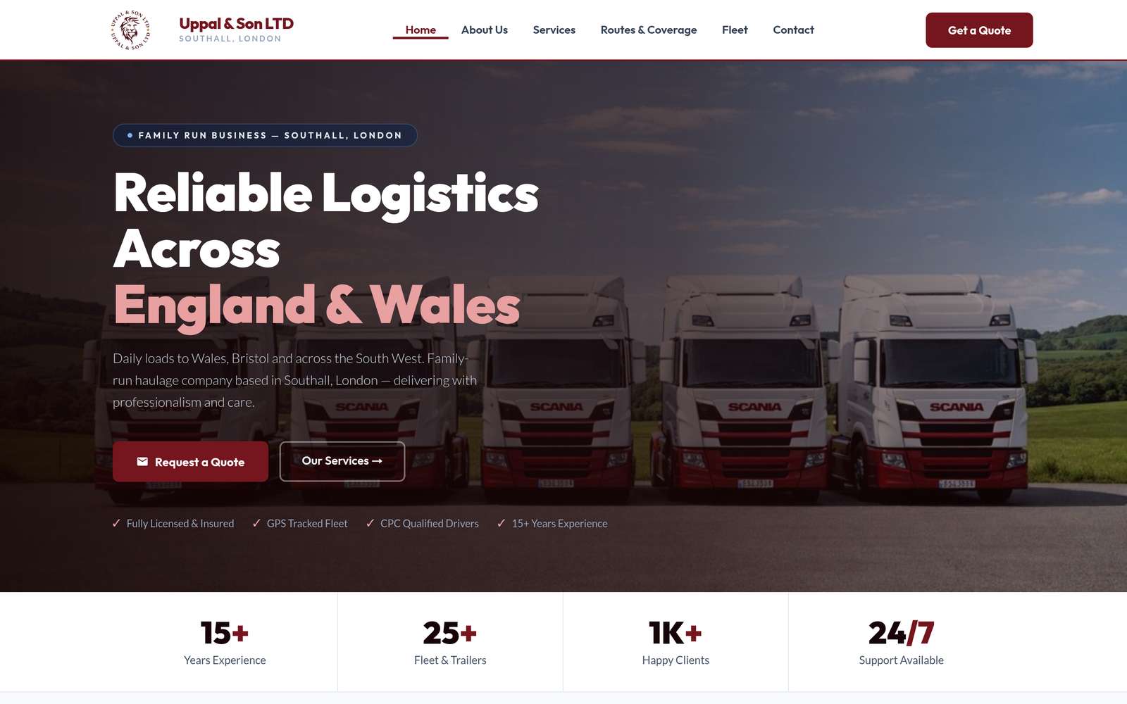 Uppal & Son LTD — Haulage Website, Southall London