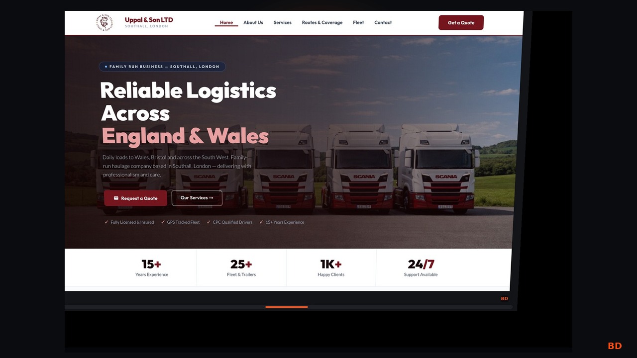 Uppal & Son LTD — Haulage Website, Southall London - Live Architecture Overview