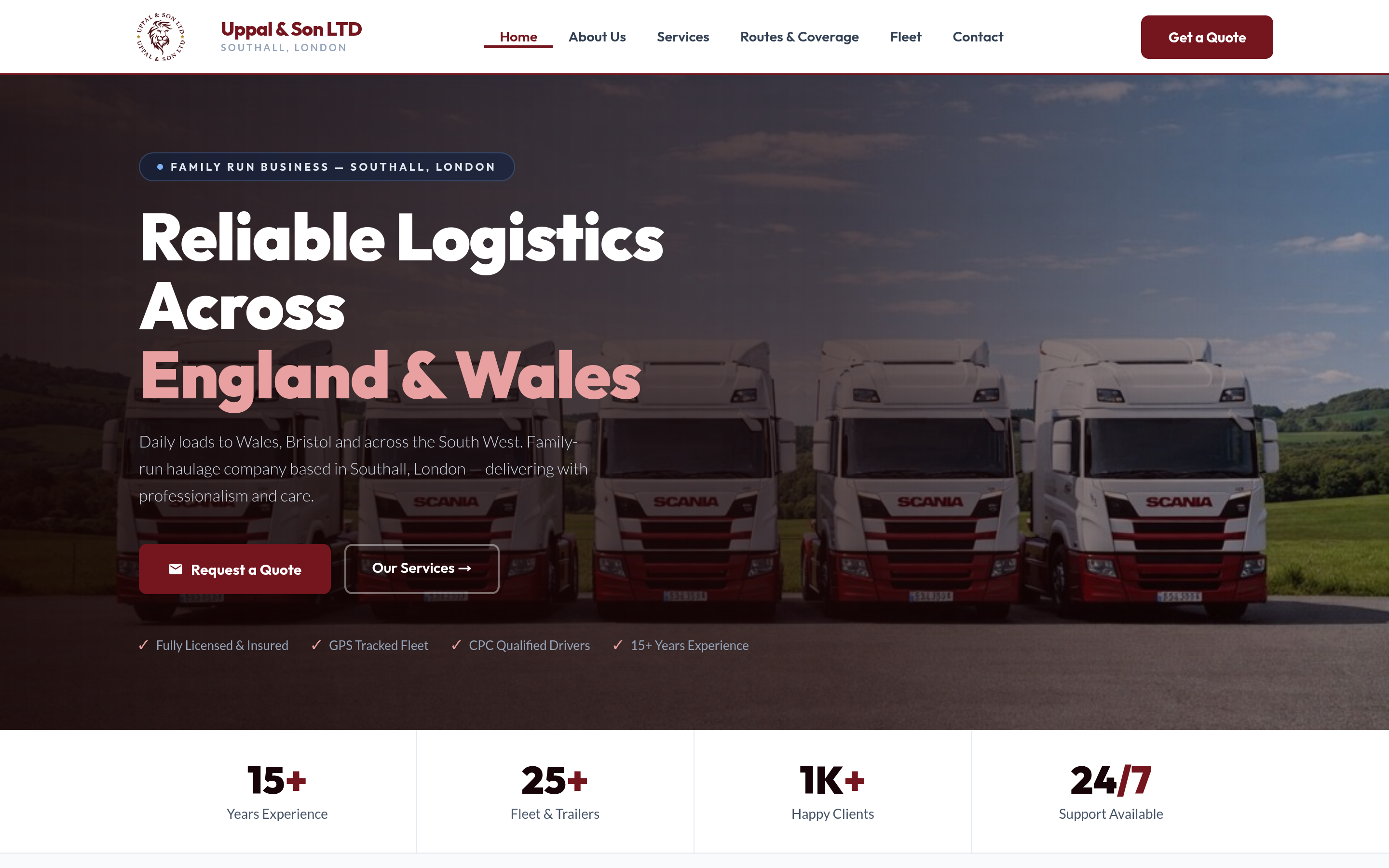 Uppal & Son LTD — Haulage Website, Southall London - Engineering Scope Visual